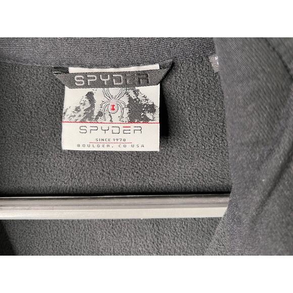 Spyder Pullover Jacket Men's XL Black Waffle Knit Fleece Lined 1/4 Zip Red Logo - Picture 4 of 10